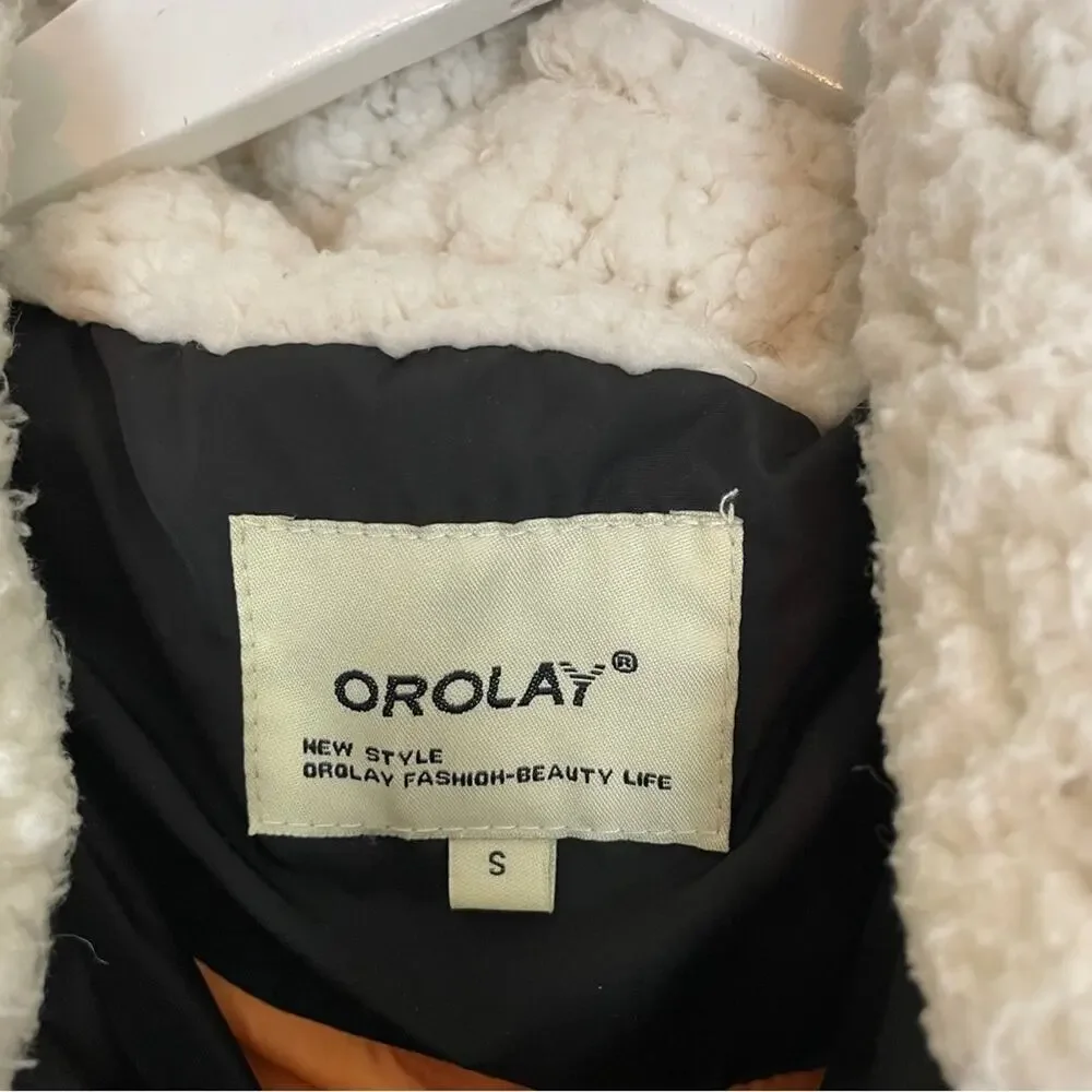 Orolay Thickened Down Black Parka Hooded Puffer Jacket Sz S